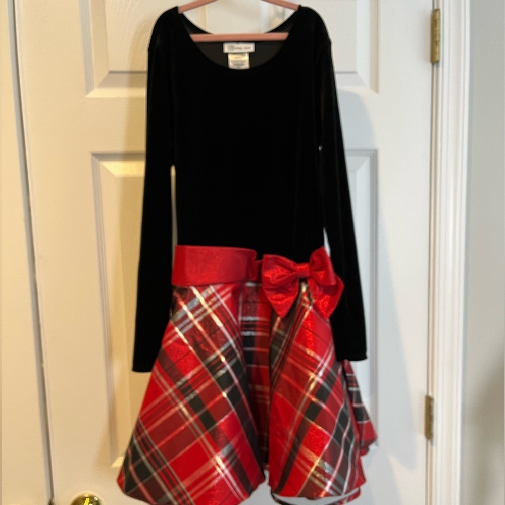 Black and Red Plaid Dress with Bow